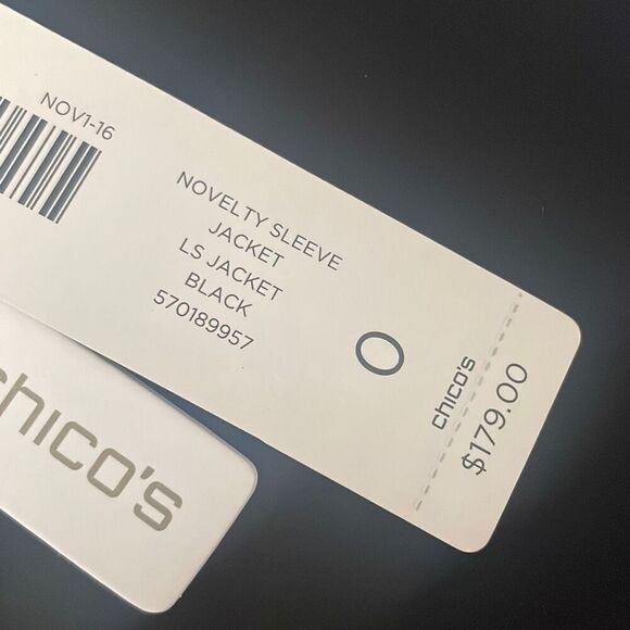 Chico's Novelty Sleeve Tweed Textured Jacket Blazer 0 Black - Picture 13 of 16